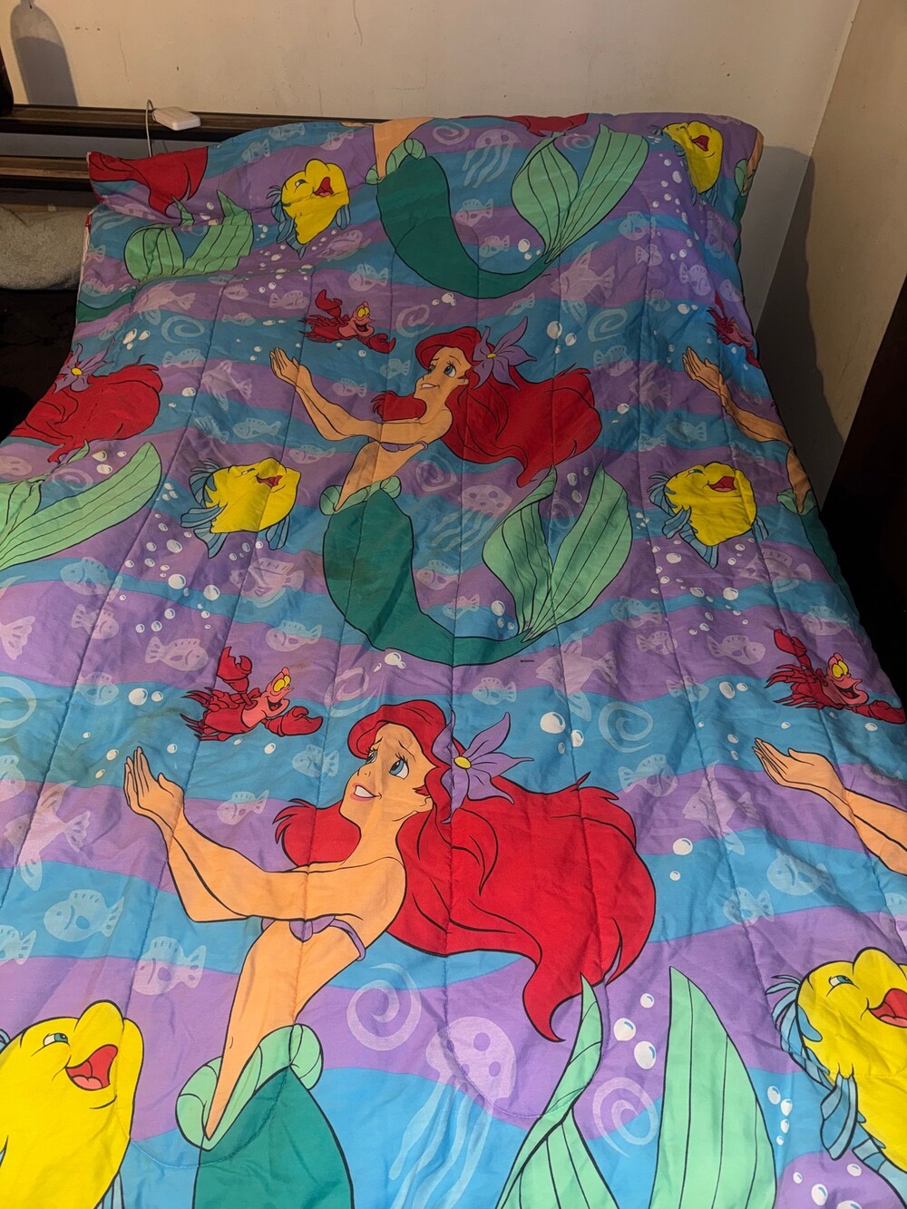 Vintage 1989 Disney The Little Mermaid double sided Comforter Bedding